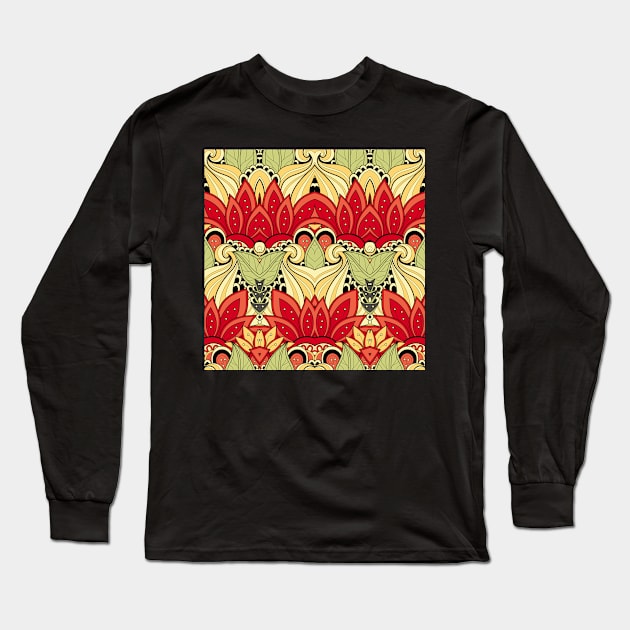 Ethnic Pattern with Mosaic Floral Motif Long Sleeve T-Shirt by lissantee